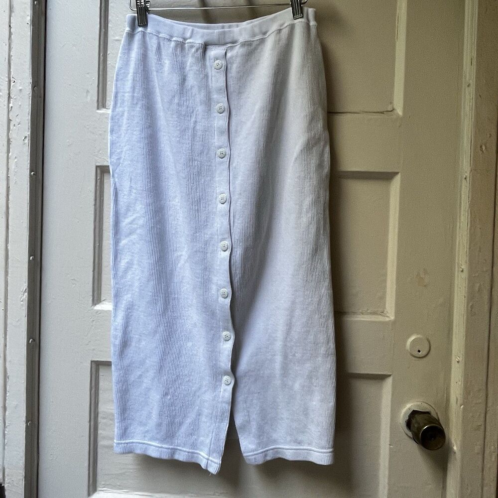 Vtg Adrienne Vittadini Pencil Skirt S White Cotton Coastal Summer Beach Party